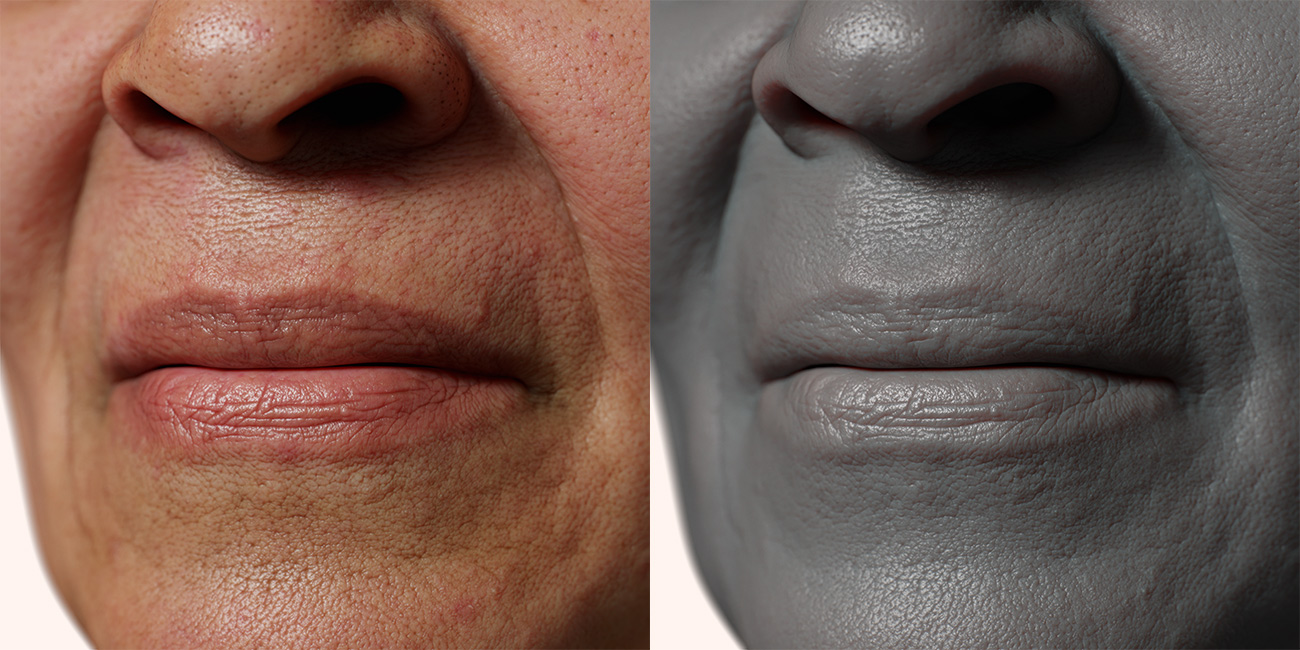 Female head scan skin pore details 